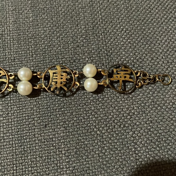 Vintage bracelet, gold plated with pearls - Picture 4 of 4